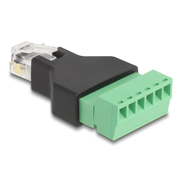 RJ12-stekker naar schroefklemmenblokadapter