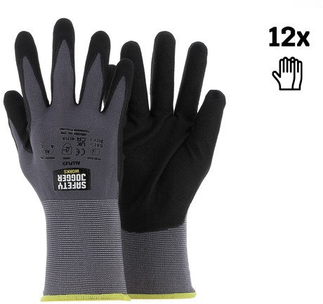 Safety Jogger veiligheidshandschoenen met maximale beweeglijkheid | 12 stuks | zwart | maat 11 - allf06011