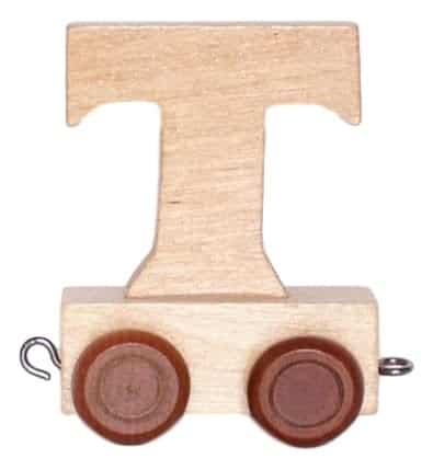 Bongers Speelgoed Houten letter t met wieltjes 6 cm hoog