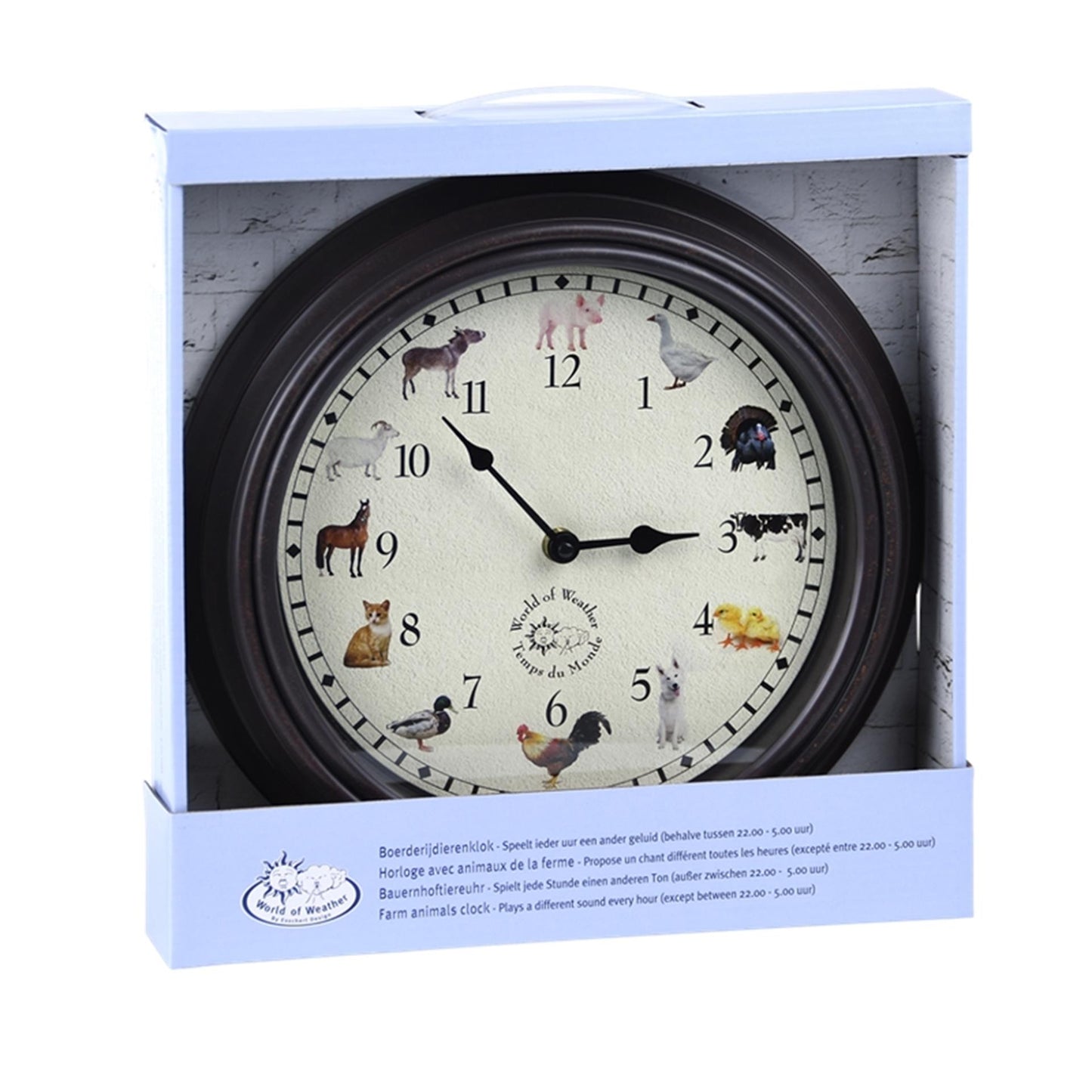 Esschert Design klok met dierengeluid