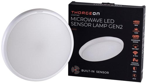 Enzo Thorgeon led plafonniere 265mm wit 16w tri-white ip65 + sensor - 5017775