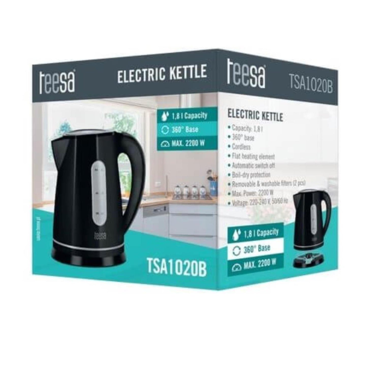 Teesa waterkoker draadloos 1,8l zwart