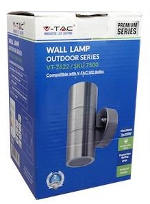 V-Tac wandlamp rvs | 2xgu10 | ip44 | 16,3 cm hoog - 5086005