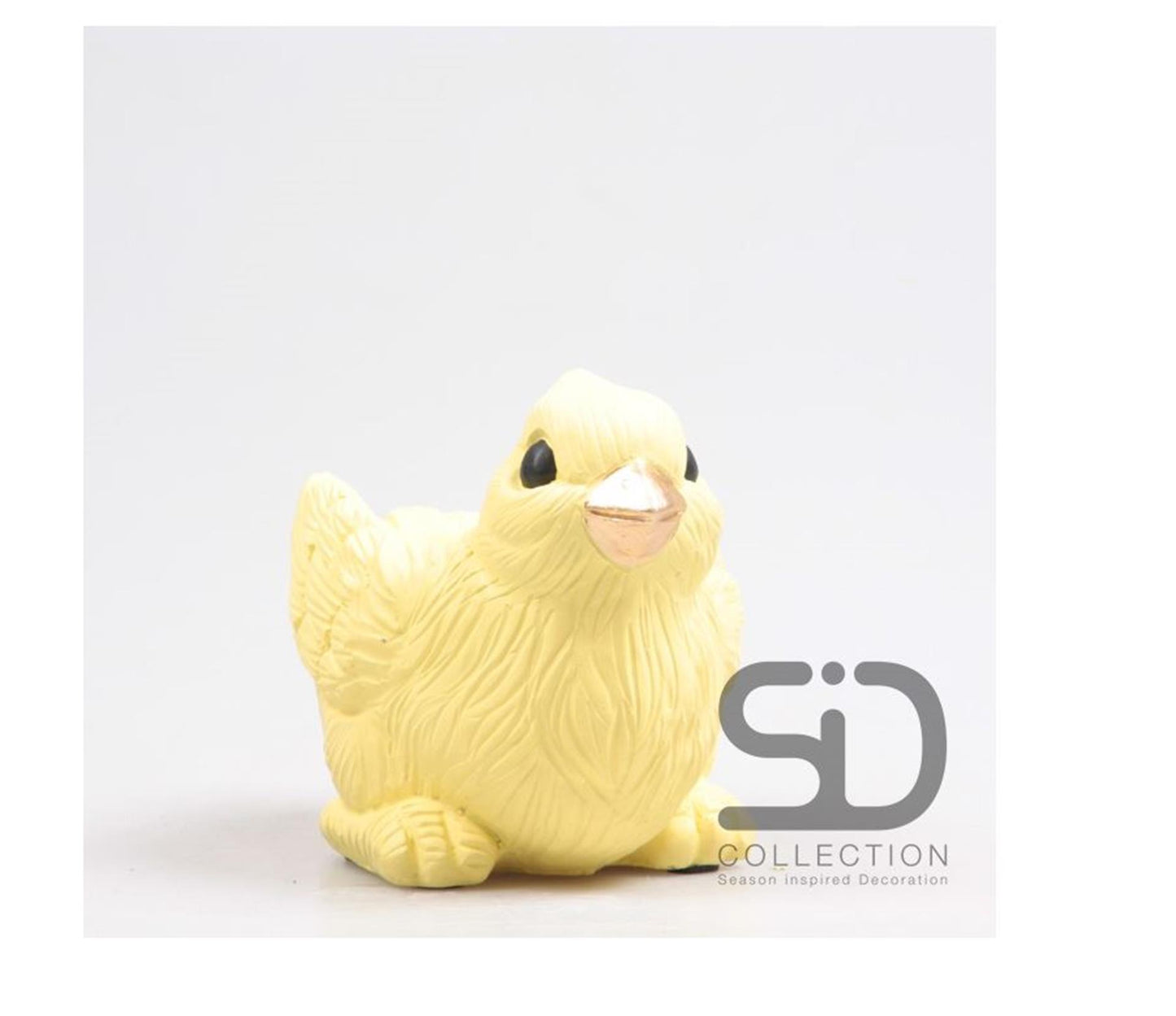 Season Inspired Decoration Vogel met bakje 12x8x7.5cm geel