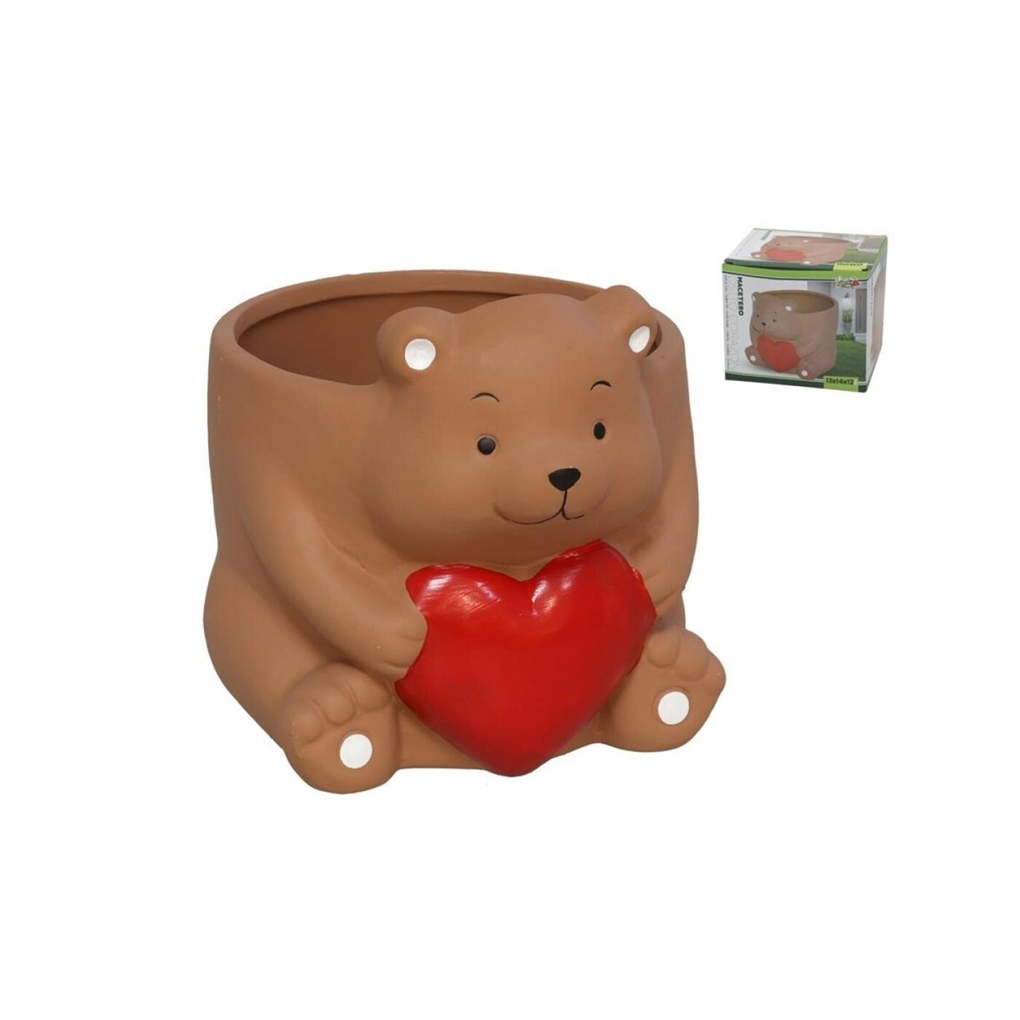 Draag pot met cerami-hart. 12x14,5x12cm