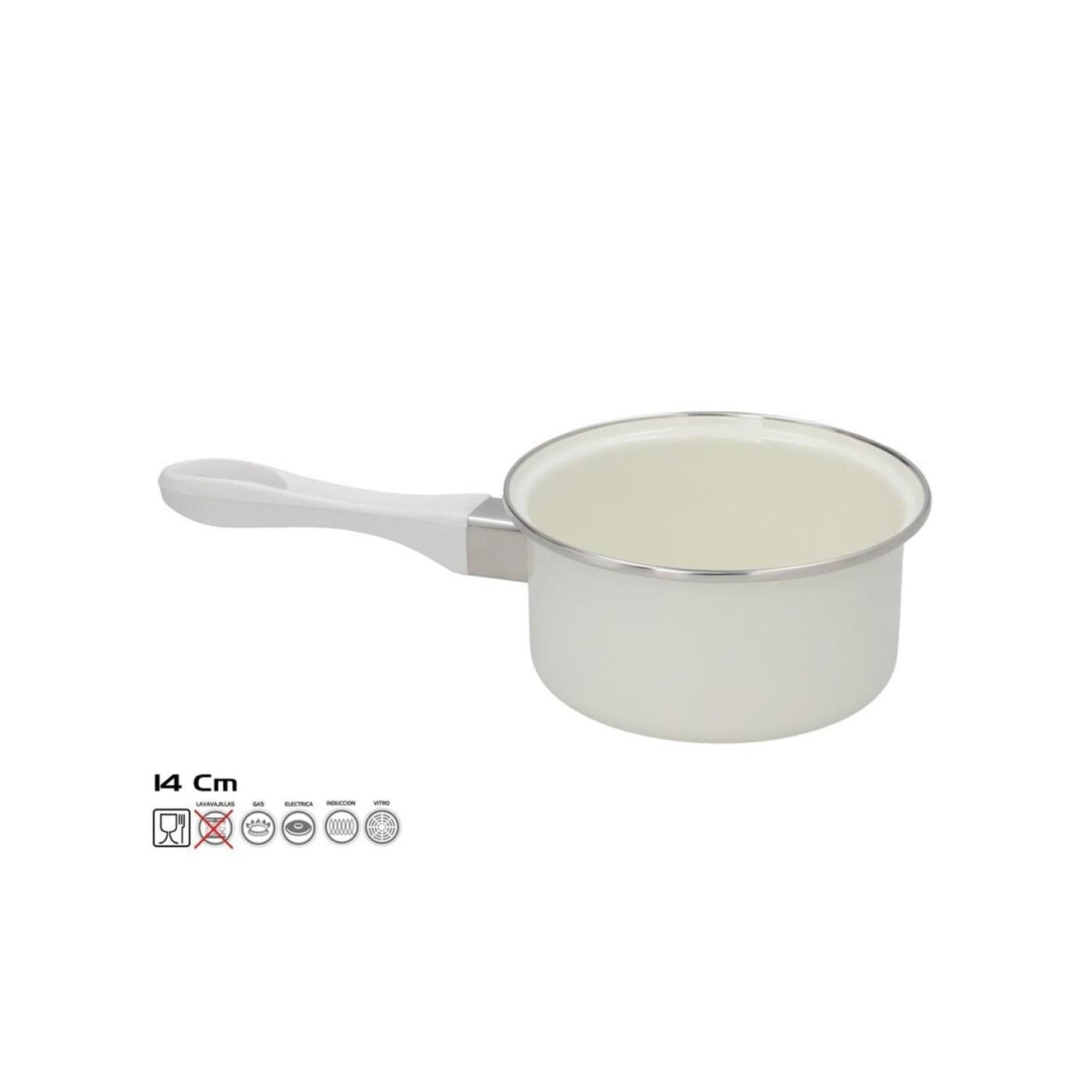 Steelpan 14cm geëmailleerd wit inductie