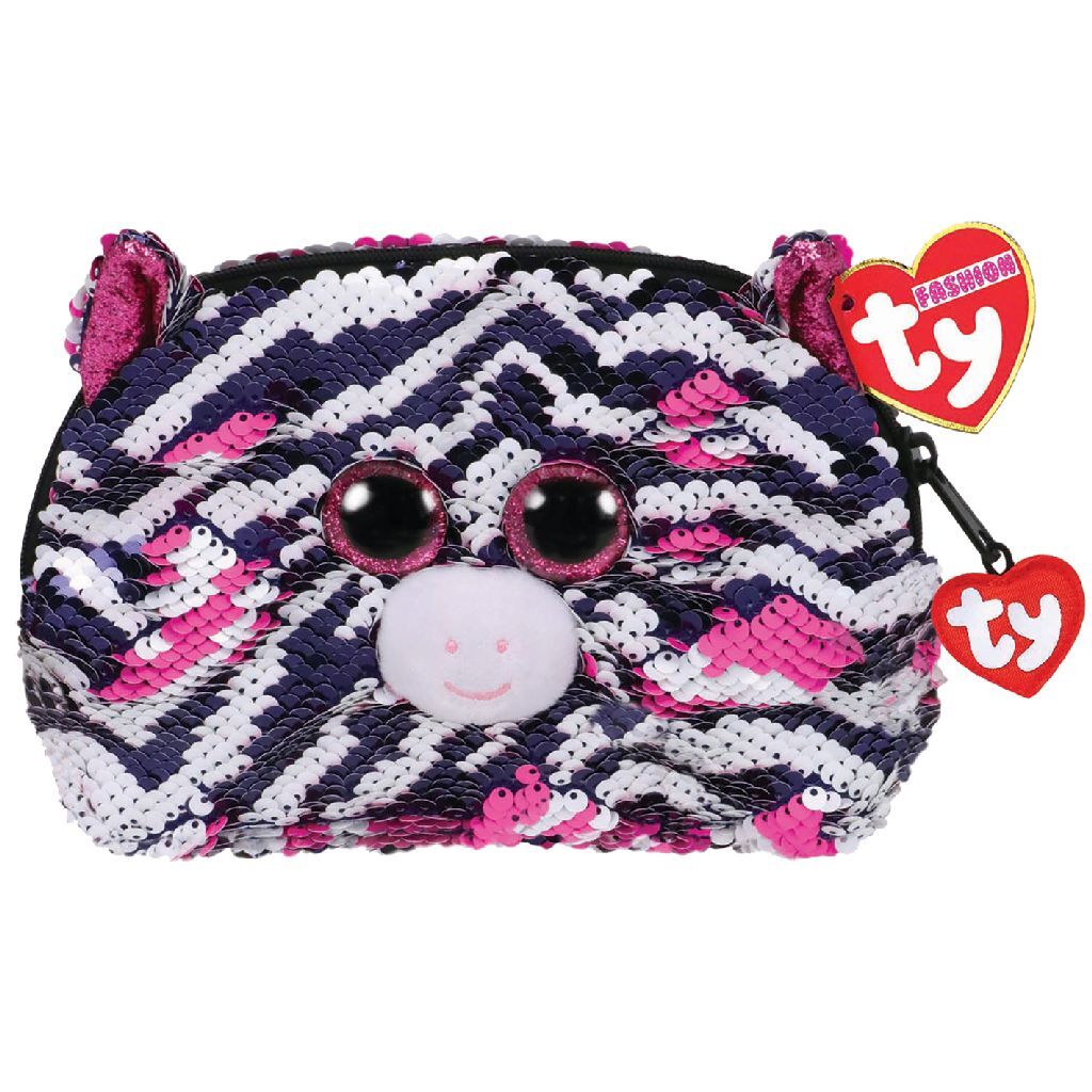 TY fashion handtas zebra zoey 20 cm zwart wit roze