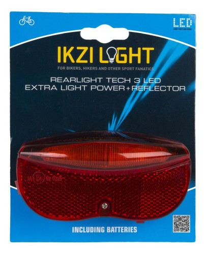 Ikzilight achterlicht batterij aan uit 3xled 50 mm op kaart