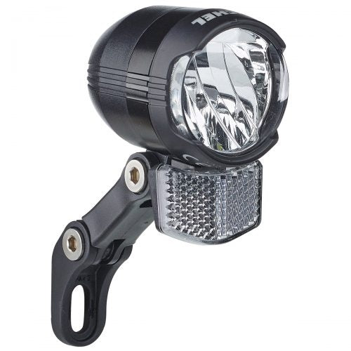 LED VOORLICHT KOPLAMP B R SHINY NAAFDYNAMO 80 LUX + STANDLICHT IN DOOSJE