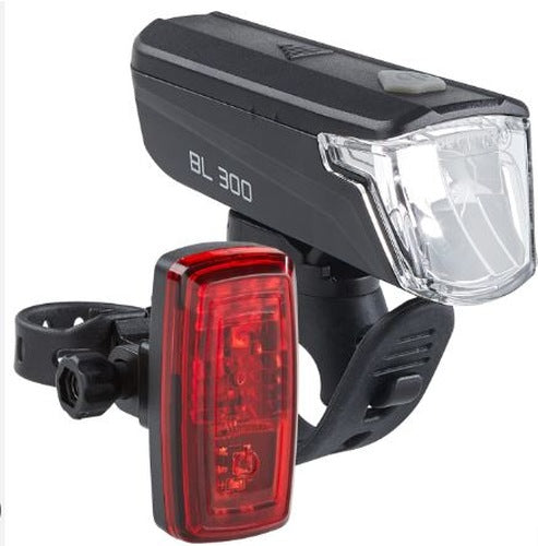 LED VOORLICHT SCHIJNWERPER B R BL300 1 LED 30 LUX + VERTIKO 3 LED A.LICHT 15 LUX BATTERIJ StVZO