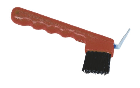 Abi Producten hoevenkrabber met borstel kunststof rood