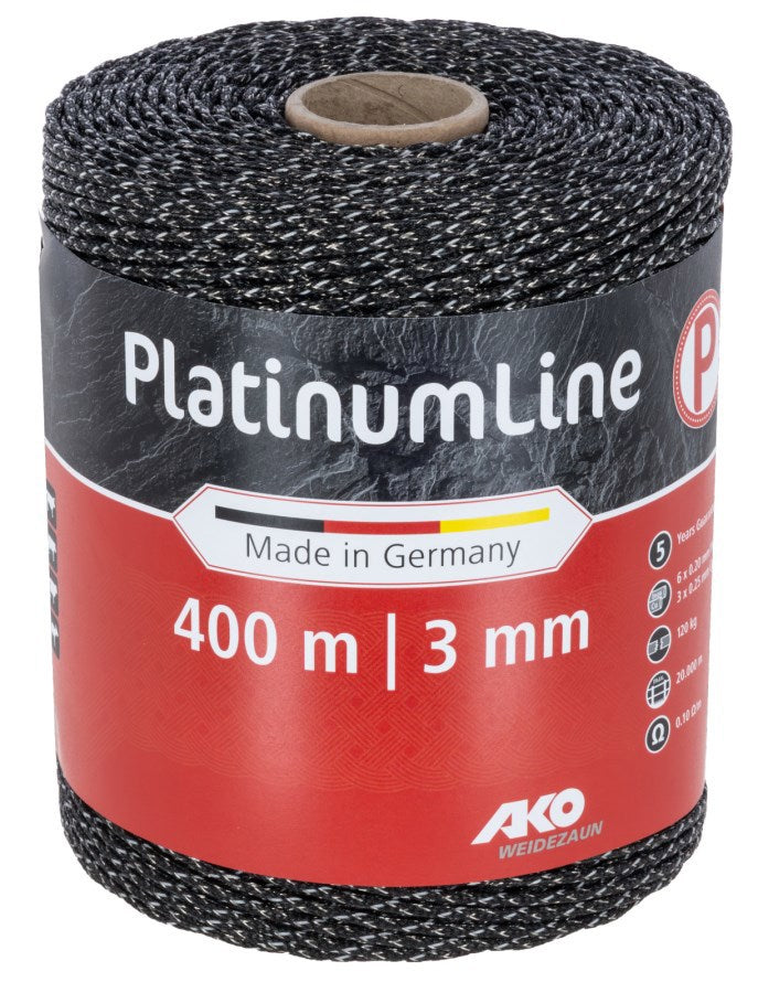 AKO Producten platinumline afrasteringskoord 3mm 400m witzwart