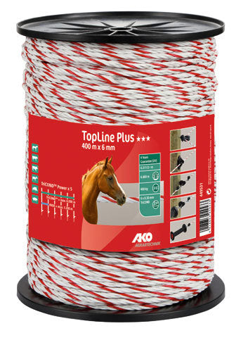 AKO Producten topline plus schrikkoord witrood 6mm 400m tricond