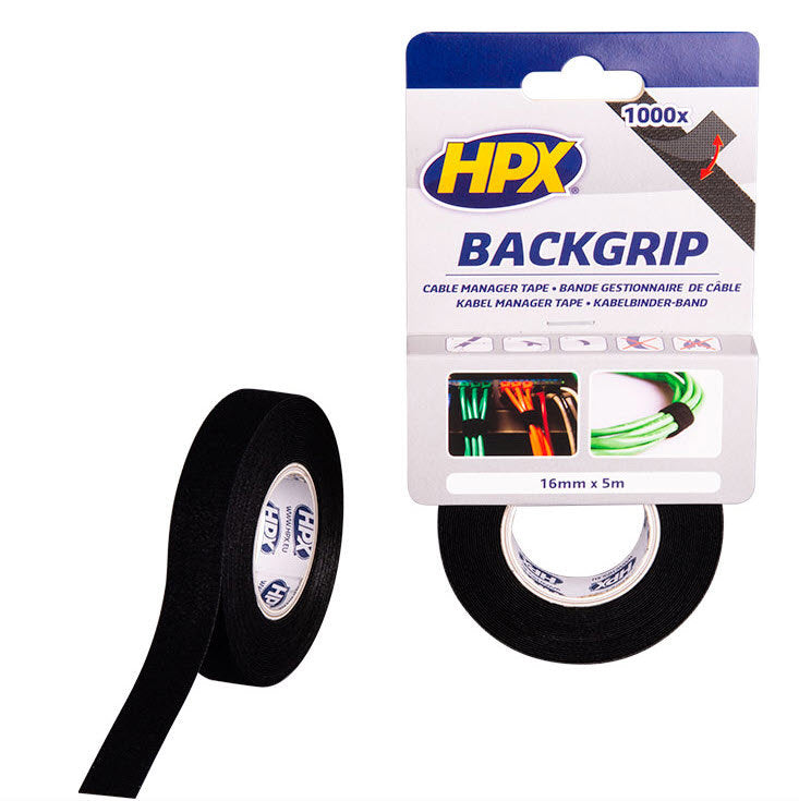 HPX Producten back grip zwart 16mm x 5m