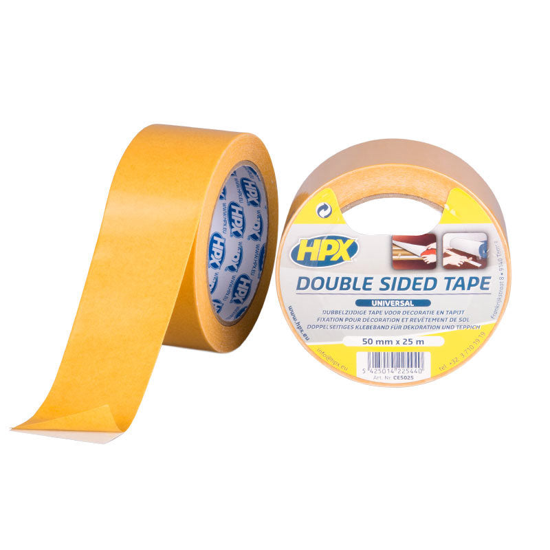 HPX Producten dubbelzijdig universele tape wit 50mm x 25m