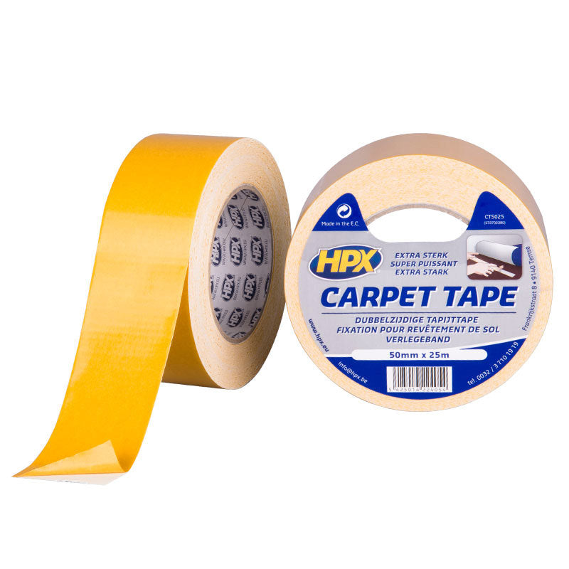 HPX Producten dubbelzijdig tapijttape wit 50mm x 25m