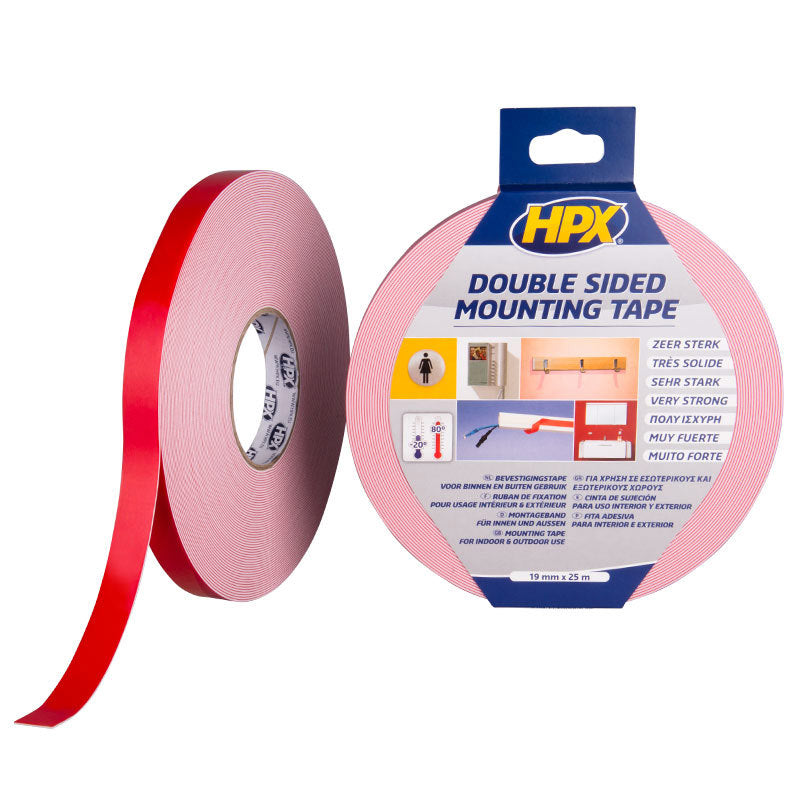 HPX Producten dubbelzijdig spiegel montage tape wit 19mm x 25m