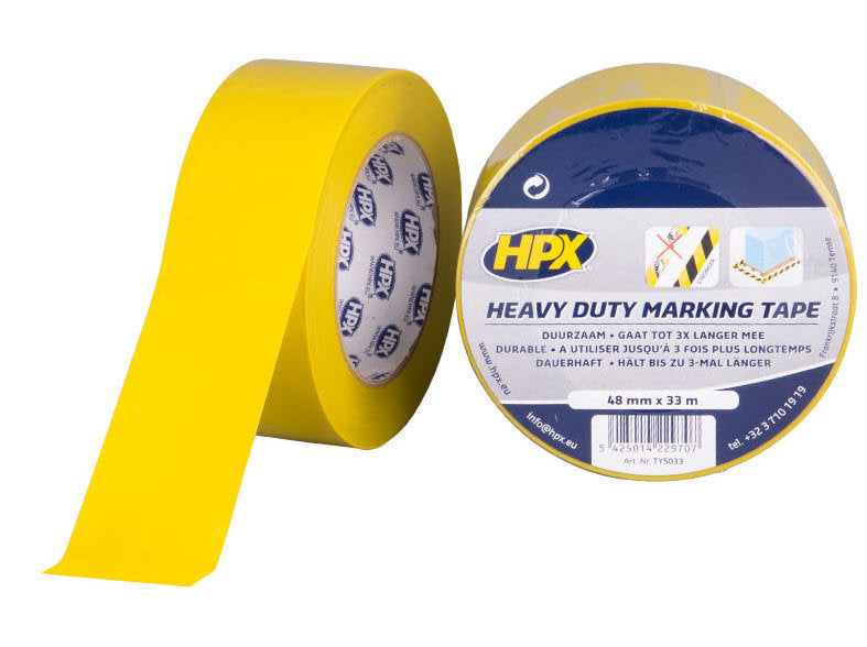 HPX Producten zelfklevende afzettape heavy duty geel 48mm x 33m