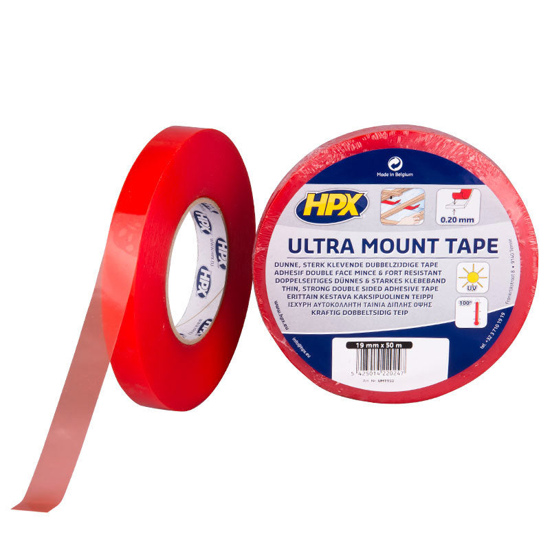 HPX Producten dubbelzijdig tape ultra mount transparant 19mm x 50m