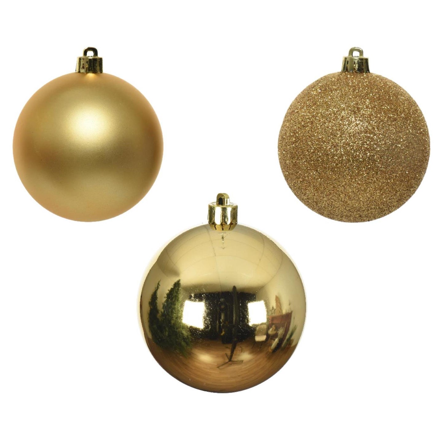 Decoris Kerstballen 6cm kunststof goud 10-dlg