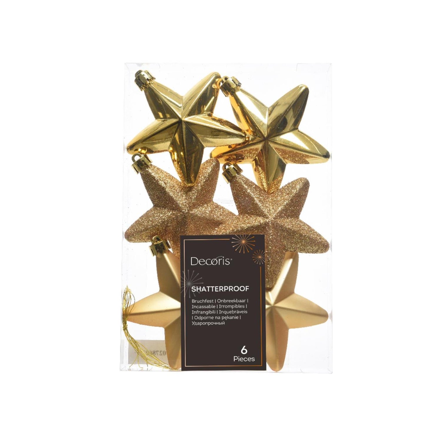 Decoris Kersthanger ster goud dia7cm 6-dlg