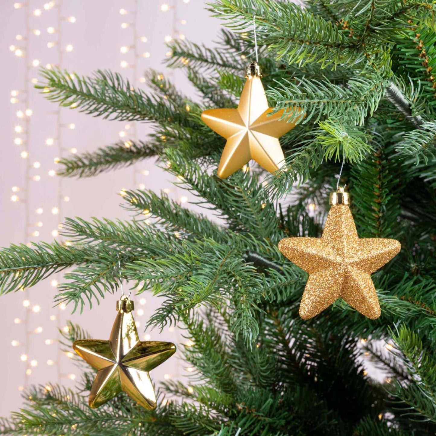 Decoris Kersthanger ster goud dia7cm 6-dlg