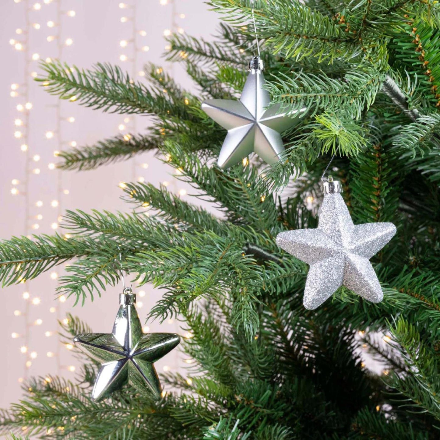 Decoris Kersthanger ster zilver dia7cm 6-dlg