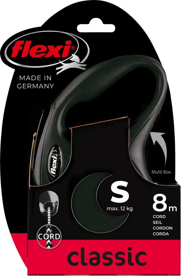 Flexi Producten rollijn new classic koord zwart s8 meter tot 12kg