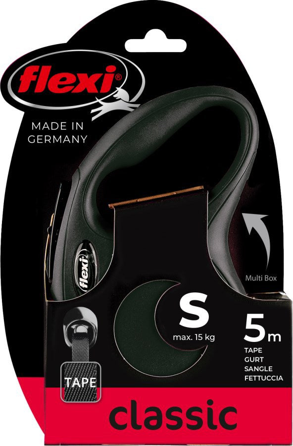 Flexi Producten rollijn new classic band zwart s5 meter tot 15kg