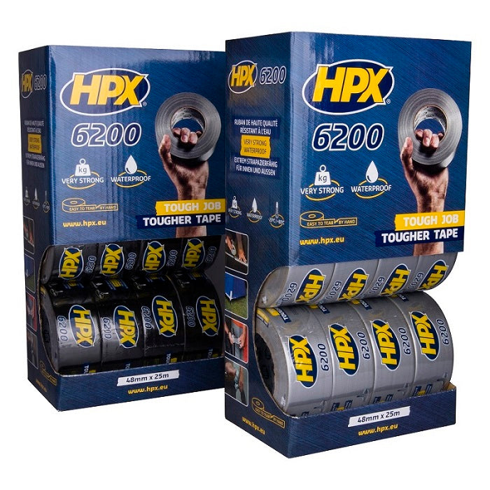 HPX Producten toonbankdisplay duct tape zilver 48mm x 25m 12xcs5025