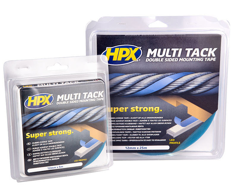 HPX Producten dubbelzijdige multi tack tape semi transparant 12mm x 25m