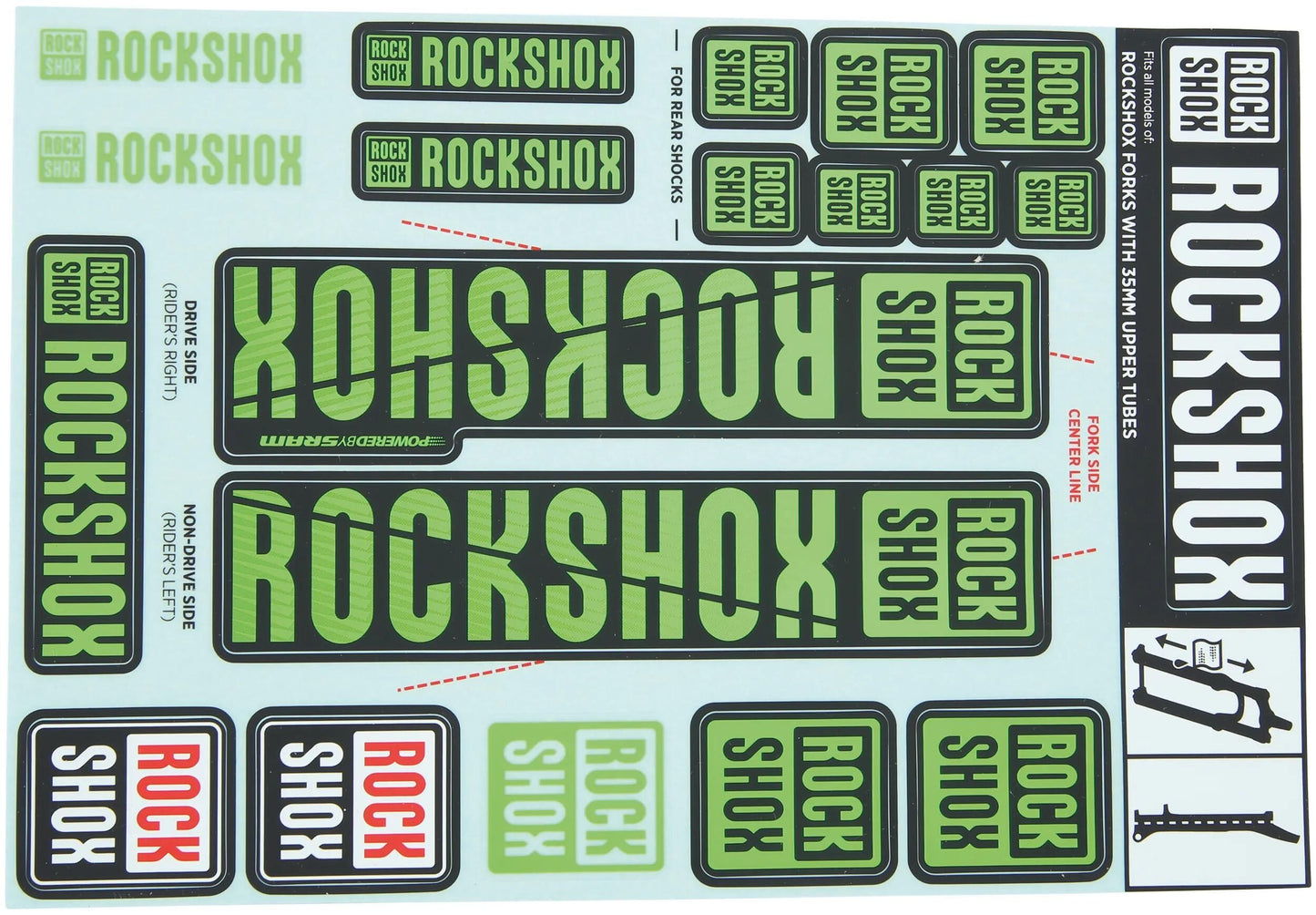 ROCKSHOX dekor set decal set green