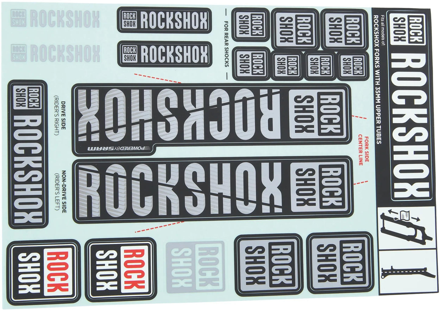 ROCKSHOX dekor set decal set polar grey