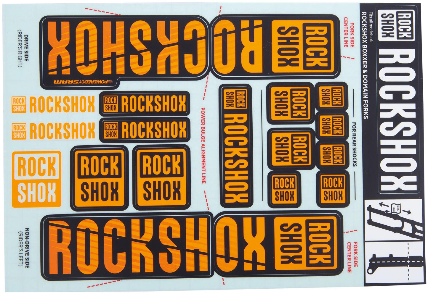 ROCKSHOX dekor set decal set orange