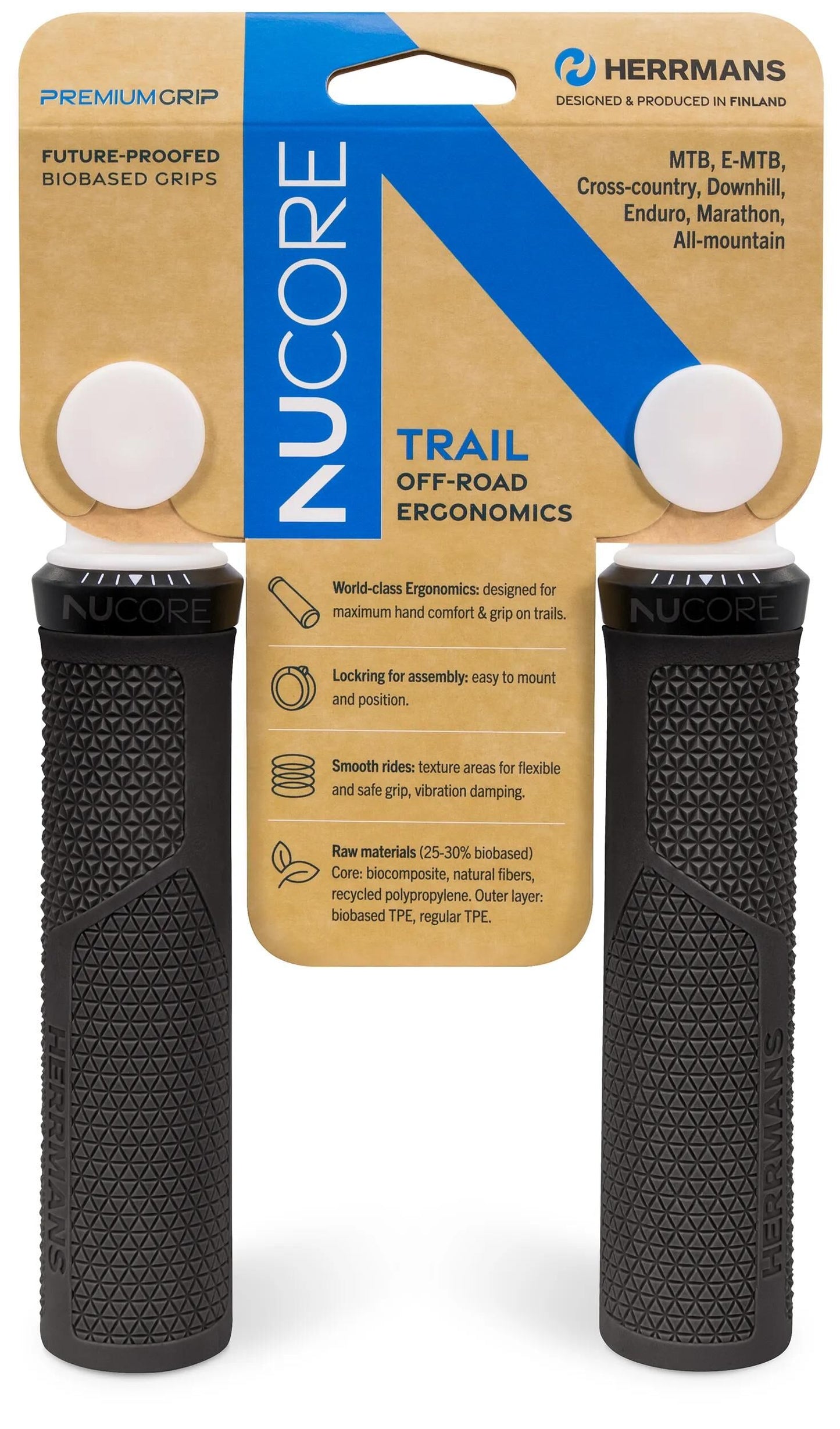 HERRMANS handvatset nucore trail peak 130 130mm zwart