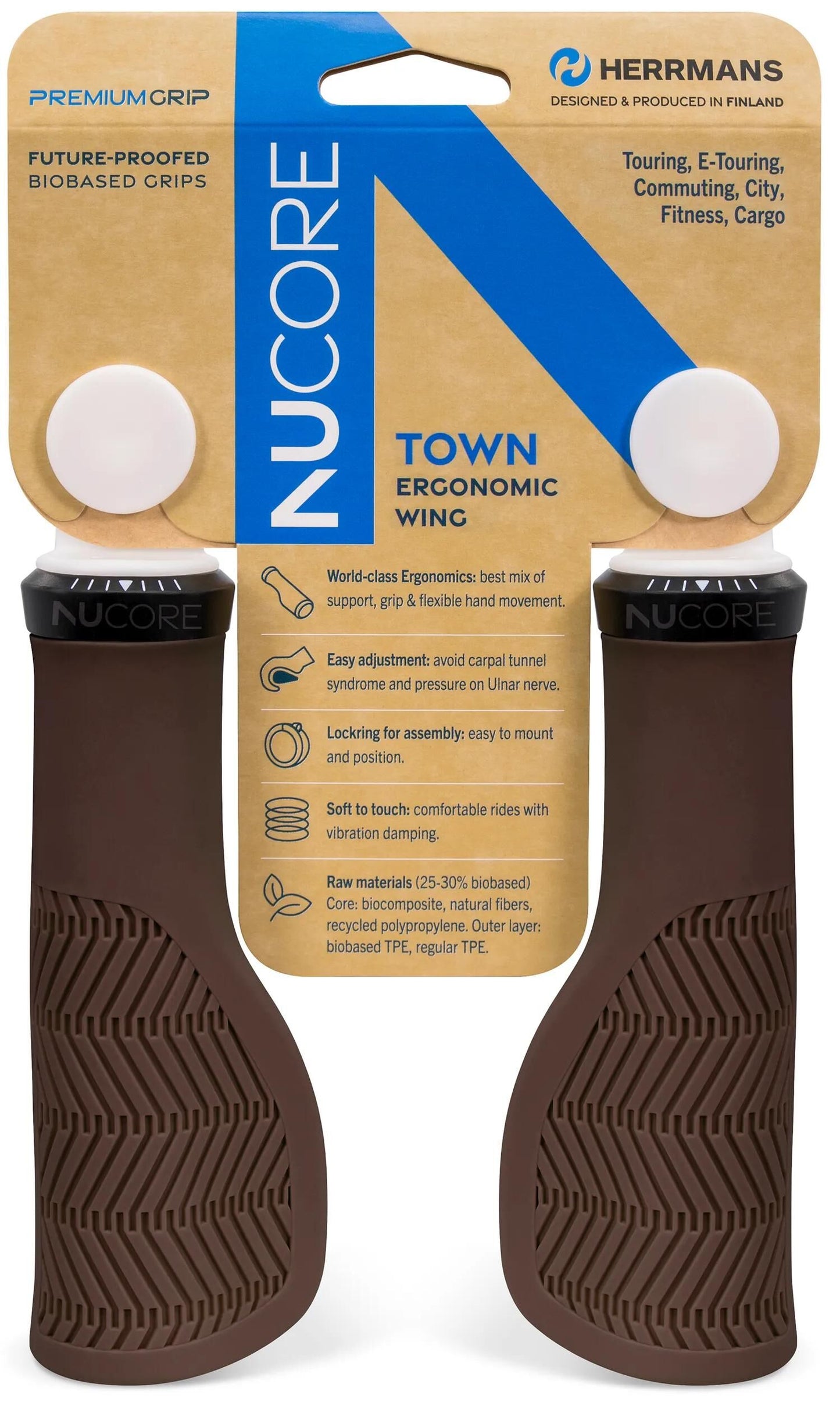 HERRMANS handvatset nucore town wave 130 130mm bruin