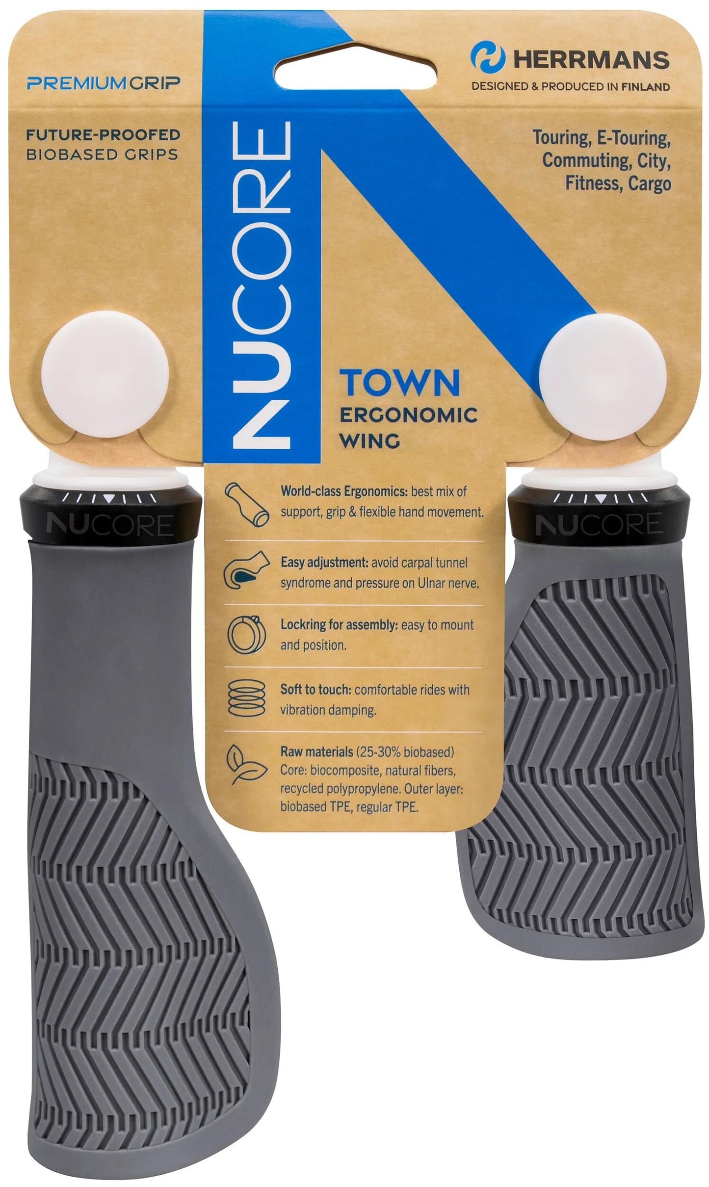 HERRMANS griff nucore town grip nucore town wave 130 190mm grey