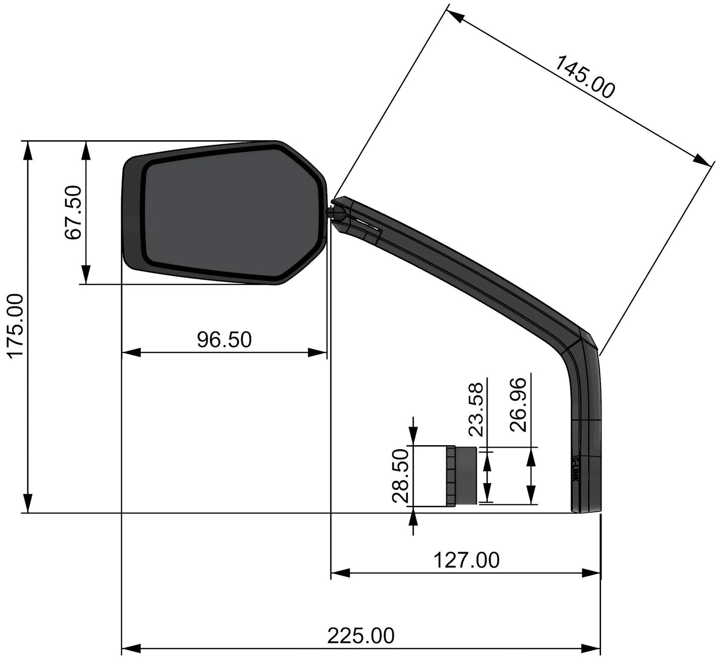 CONTEC rückspiegel e-view evo gl ct rear-view mirror e-vie evo gl dazz m.g-link