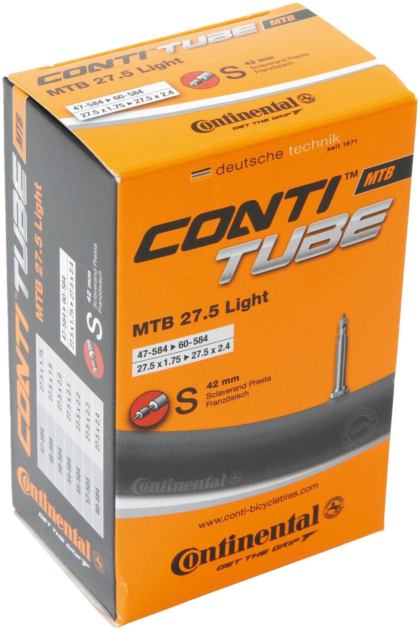 Continental schlauch mtb 27,5 conti tube mtb 27.5 47 62-584 s42 lig