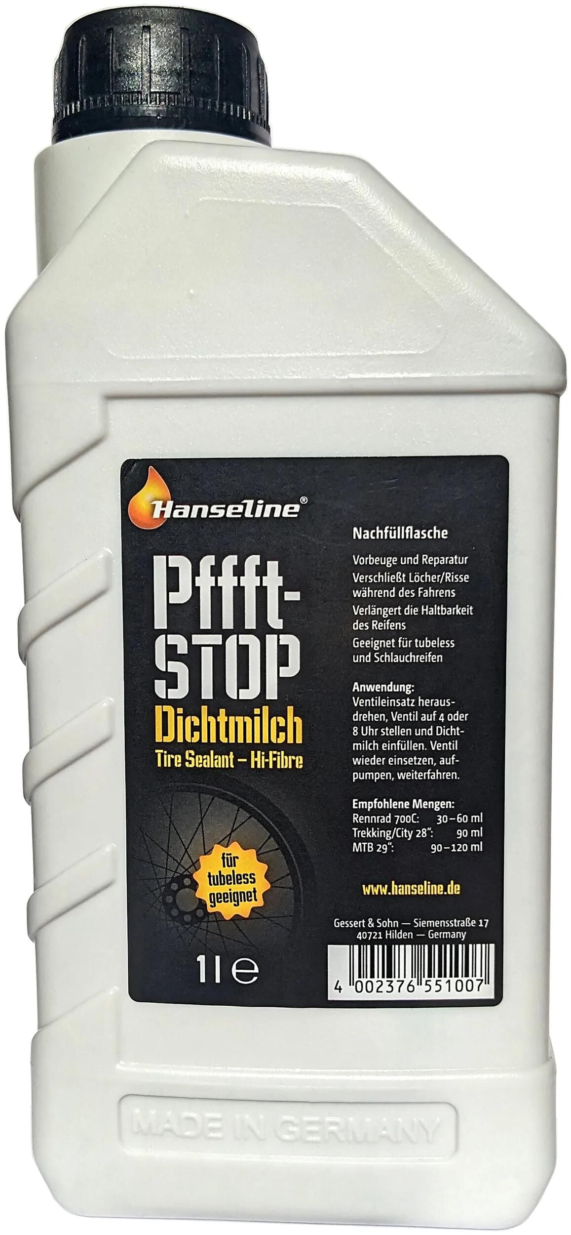 Hanseline reifendichtmittel pffft-stop tire sealant pffft-stop 1l
