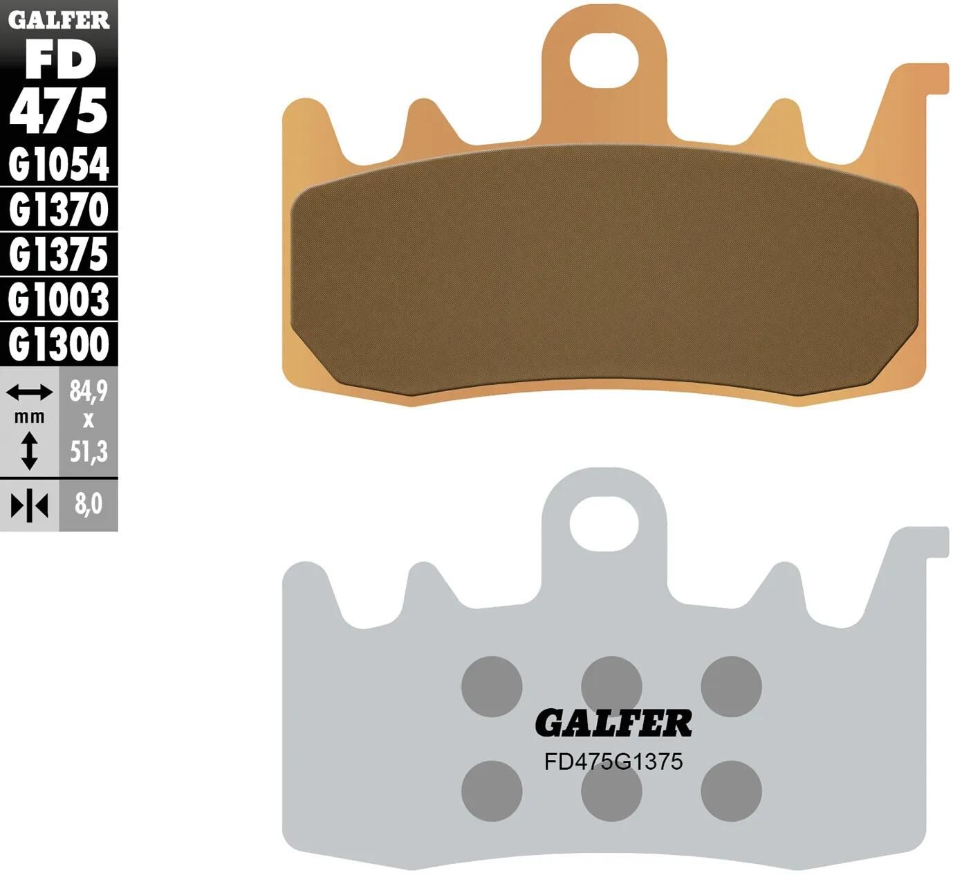 GALFER bremsbelag fd475 brake pad fd475 g1375 sint.metal str. sp.