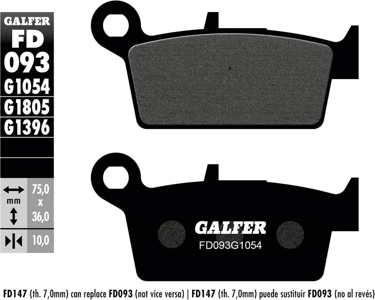 GALFER bremsbelag fd093 brake pad fd093 g1054 organic