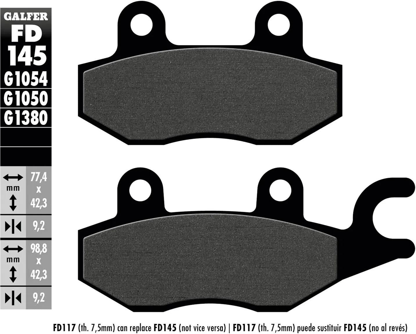 GALFER bremsbelag fd145 brake pad fd145 g1054 organic