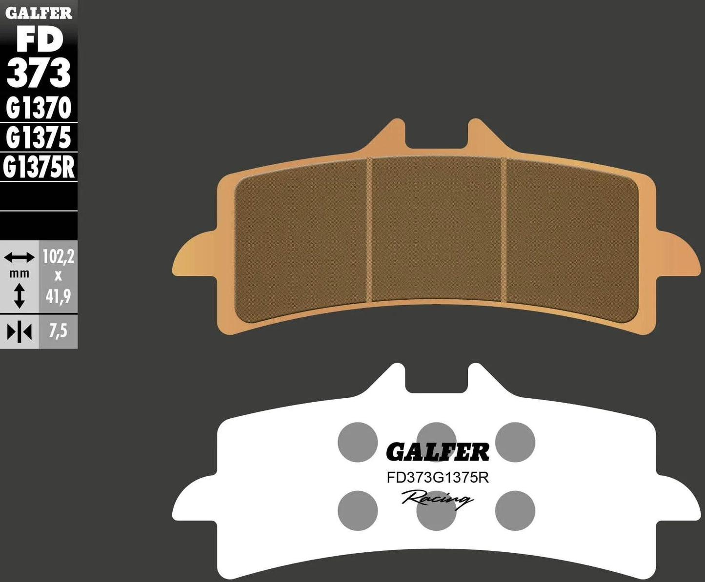 GALFER bremsbelag fd373 brake pad fd373 g1375r sint.metal racing