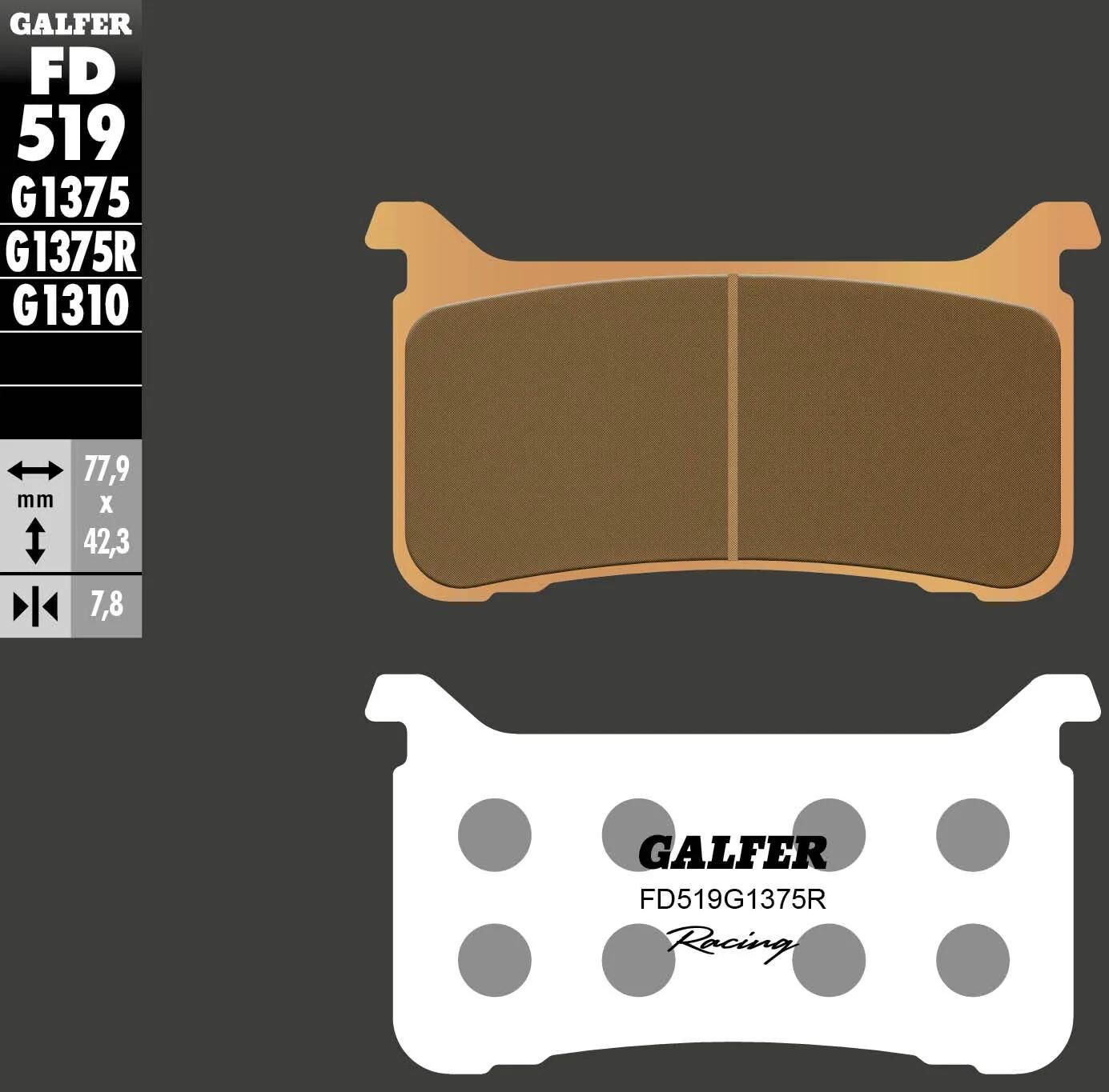 GALFER bremsbelag fd519 brake pad fd519 g1375r sint.metal raciing