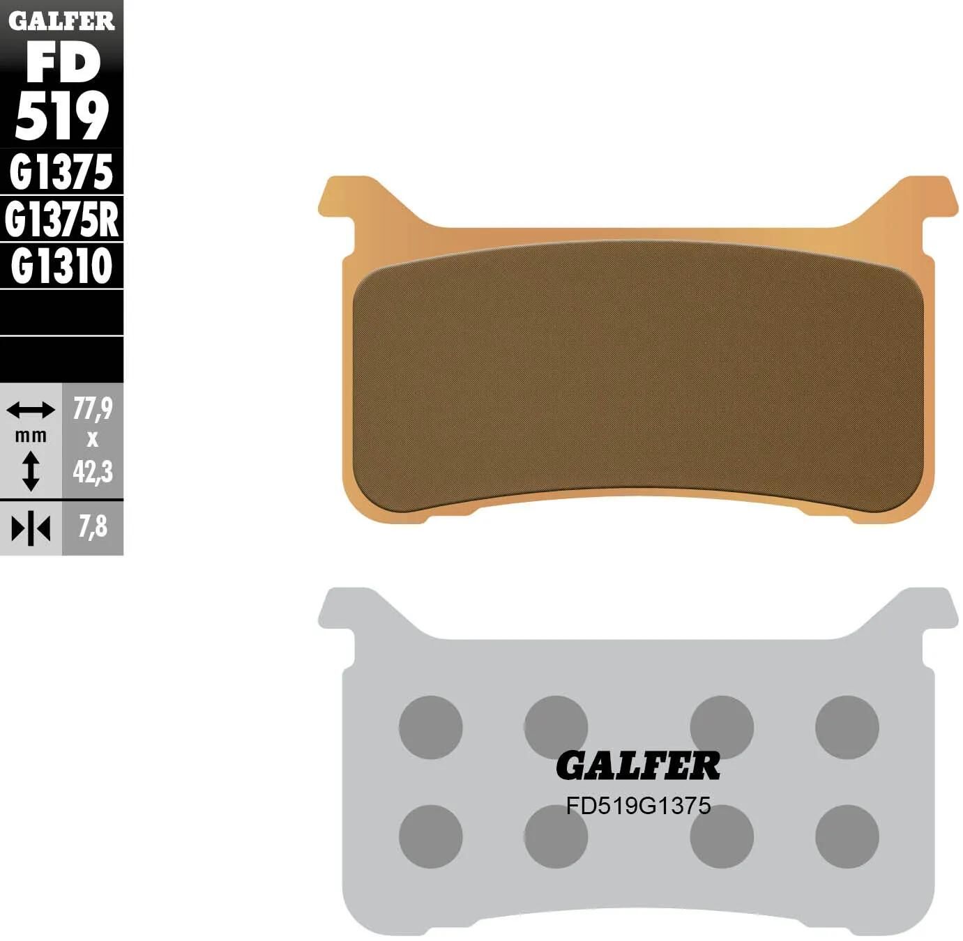 GALFER bremsbelag fd519 brake pad fd519 g1375 sint.metal str. sp.