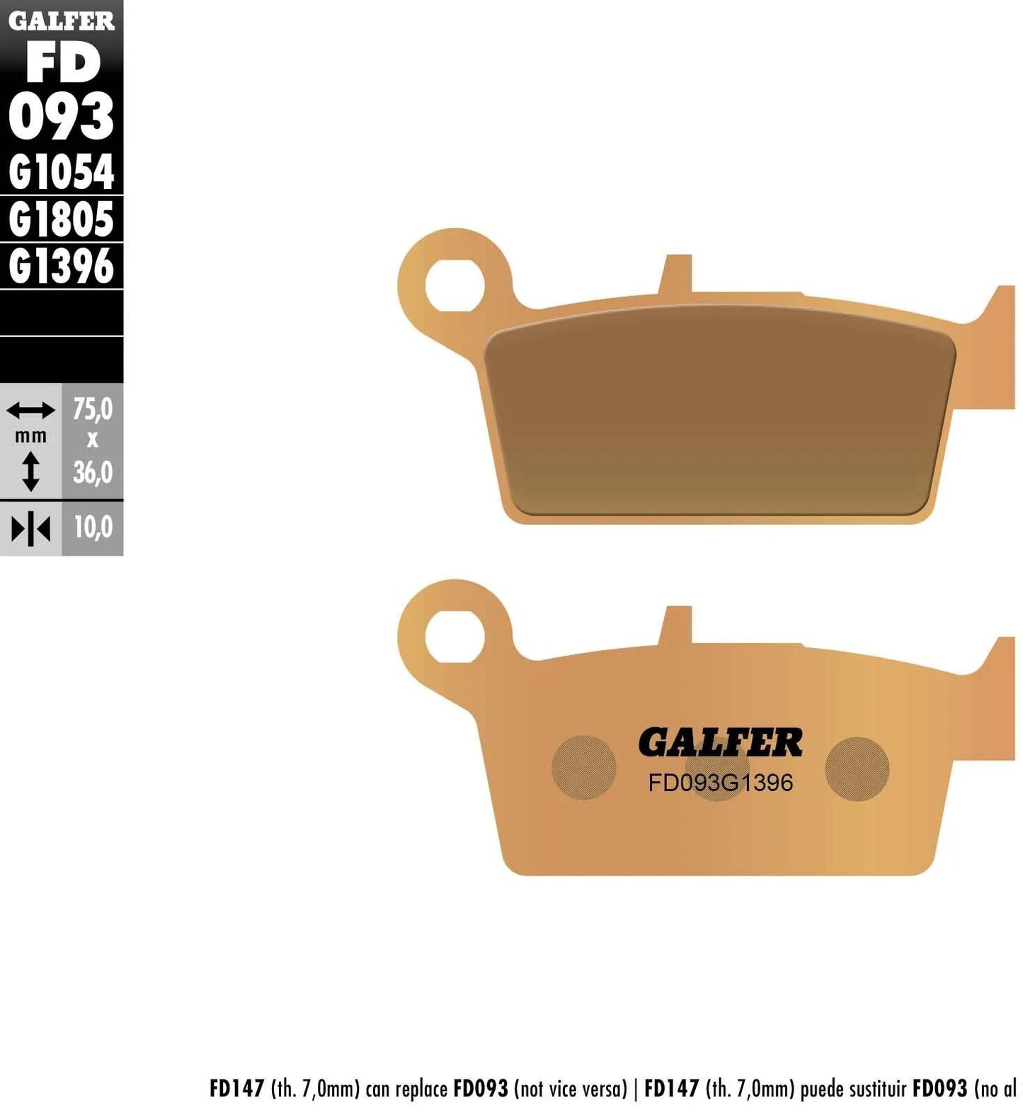 GALFER bremsbelag fd093 brake pad fd093 g1396 sintered metal