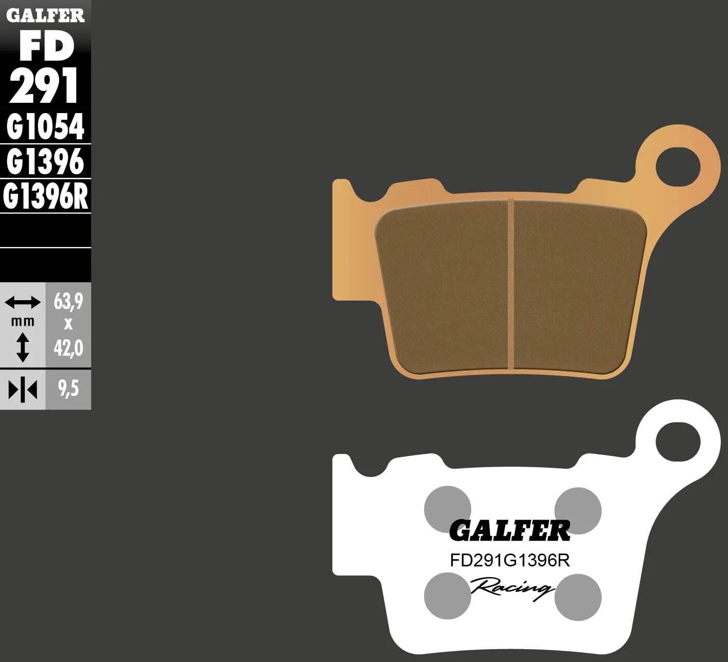 GALFER bremsbelag fd291 brake pad fd291 g1396r sint.met.rac.offr.