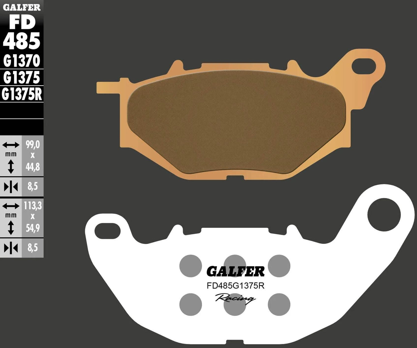 GALFER bremsbelag fd485 brake pad fd485 g1375r sint.metal racing