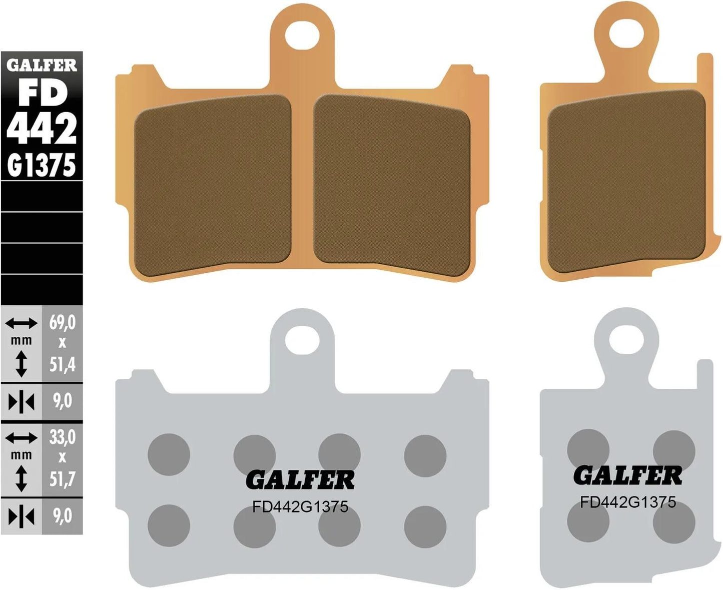 GALFER bremsbelag fd442 brake pad fd442 g1375 sint.metal str. sp.